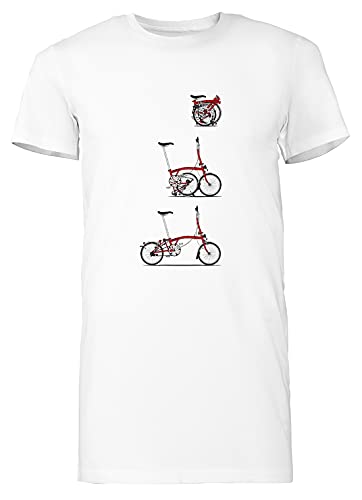 Yo Amor Mi Plegable Brompton Bicicleta Mujer Camiseta Larga tee Blanco Women's White T-Shirt Long