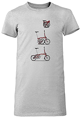 Yo Amor Mi Plegable Brompton Bicicleta Mujer Camiseta Larga tee Gris Women's Grey T-Shirt Long
