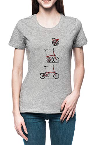 Yo Amor Mi Plegable Brompton Bicicleta Mujer Camiseta tee Gris Women's Grey T-Shirt