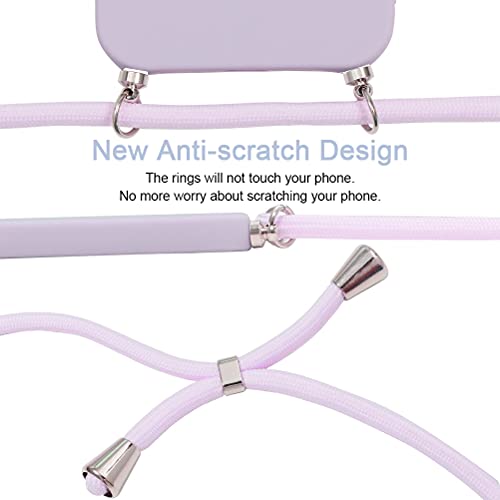 Yoedge Funda con Cuerda para Samsung Galaxy A5 2017-5,2", Funda de Silicona AntiChoque Suave TPU para Teléfono Móvil con Colgante Ajustable Collar Correa para el Cuello Cadena Cuerda, Hierba Violeta
