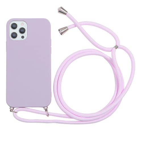 Yoedge Funda con Cuerda para Samsung Galaxy A5 2017-5,2", Funda de Silicona AntiChoque Suave TPU para Teléfono Móvil con Colgante Ajustable Collar Correa para el Cuello Cadena Cuerda, Hierba Violeta