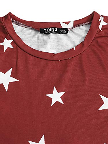 YOINS Mono para Mujer Pijama Casuale para el Hogar Pantalones Vestido Informal con Estampado de Estrellas Vino Rojo L