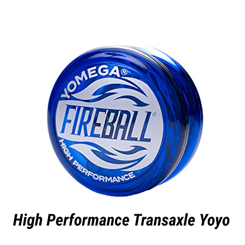 Yomega Fireball - Yoyó transeje de Respuesta Profesional, Ideal para niños y Principiantes Que Quieren Hacer Trucos como los Profesionales + 2 cueras Extra (Azul)