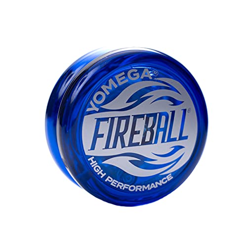 Yomega Fireball - Yoyó transeje de Respuesta Profesional, Ideal para niños y Principiantes Que Quieren Hacer Trucos como los Profesionales + 2 cueras Extra (Azul)