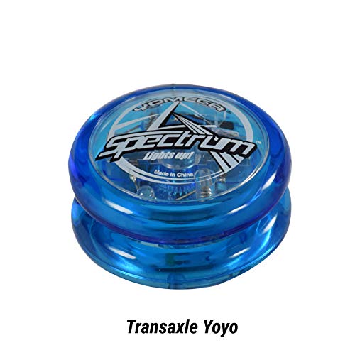 Yomega Spectrum - Yoyó transeje con Luces LED para Niveles intermedios, avanzados y Profesionales de Trucos con Cuerdas + 2 Cuerdas Extra y 3 Meses de garantía (Azul)