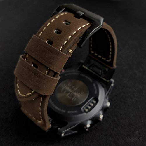 YOOSIDE Fenix 5X Correa de reloj de 26 mm QuickFit Correa de reloj de cuero genuino Correa de repuesto para Garmin Fenix 5X/5X Plus, Fenix 3/3 HR, D2 Delta PX, Tactix (marrón)