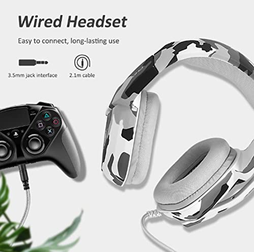 YOTMS PS4 PS5 Gaming Headset para Xbox One, H1 Over Ear Auriculares con Micrófono con Cancelación de Ruido, Sonido Estéreo 3D, Orejeras Transpirables y Control de Volumen, Regalo para Niños, Camuflaje