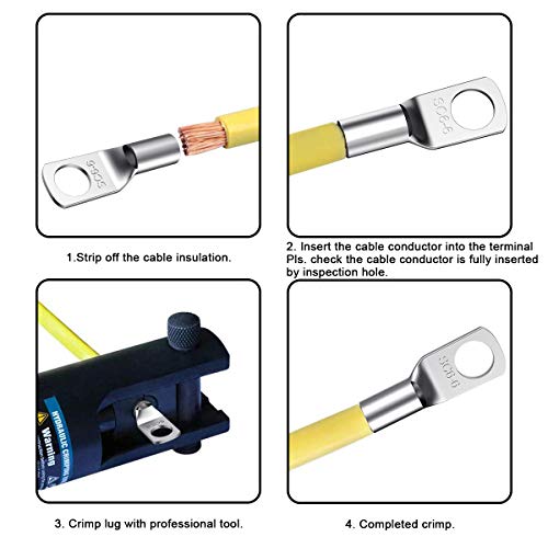 YoungRich 60 piezas Terminales de Cobre estañado Kits para Pernos Terminales de Cable de conexión Conector de Crimpado de Cable de la Batería Terminales SC Batería de la boca