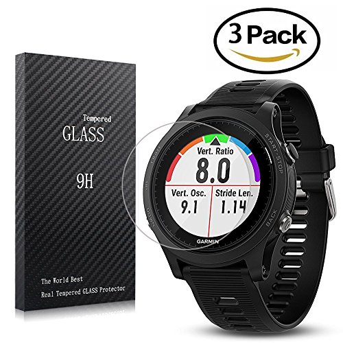 Youniker Protector de pantalla para Garmin Forerunner 935 de vidrio templado para Garmin 935 Protector de pantalla de vidrio 9H Dureza 0,3 mm Delgado, Antiarañazos, antihuellas, sin burbujas