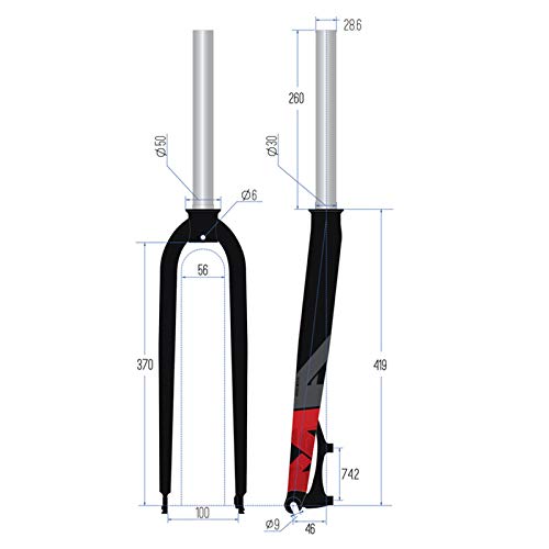 YSHUAI 26, 27,5, 29 Pulgadas Carbono MTB Horquillas De Bicicleta Bicicleta Horquilla De Suspensión Ultraligero Horquilla De Fibra De Carbono Suspensión Horquilla Rígida Horquilla,Rojo,29inch