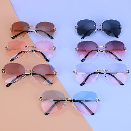 YTJHFA Gafas de sol sin montura de mariposa para mujer, gafas de ojo de gato de moda vintage, gafas de sol polarizadas de gran tamaño para niñas, gafas para adolescentes, montura metálica, rosa