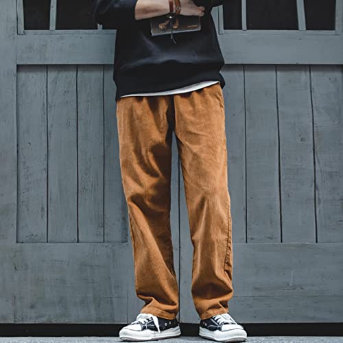 Yujun Brown Corduroy Pants Men Solid Harajuku Straight Pant Carga Vintage Casual Streetwear Pantalón Safari Fondos