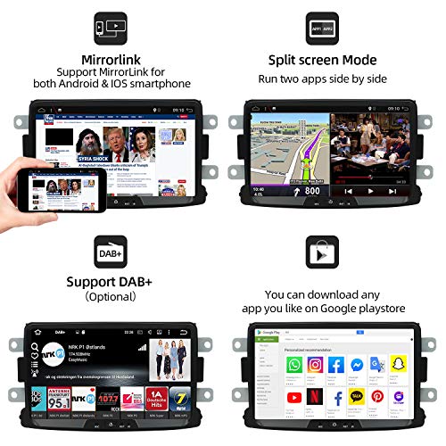 YUNTX Android 10 Autoradio Compatible con Dacia Sandero/Renault Duster/Logan 2 - GPS 2 Din -Cámara Trasera&Canbus GRATIS - 8 pulgada- 2G32G -Soporte DAB+/Mandos de Volante/4G/WiFi/Bluetooth/MirrorLink