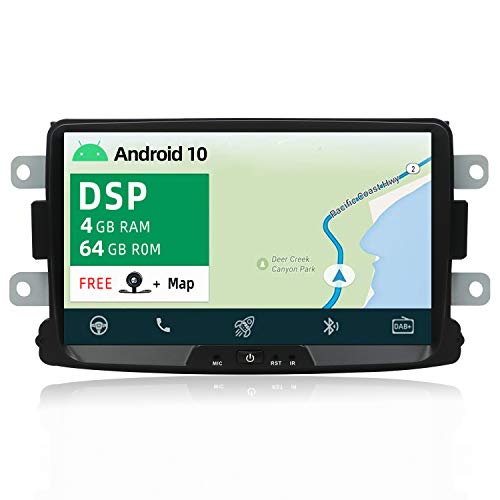 YUNTX PX6+DSP Android 10 Autoradio Apta para Dacia Sandero/Renault Duster/Logan 2 - [4G+64G] - GPS 2 Din - Cámara Trasera Libre - Soporte DAB/Control del Volante/WiFi/Bluetooth 5.0/MirrorLink/HDMI/AHD