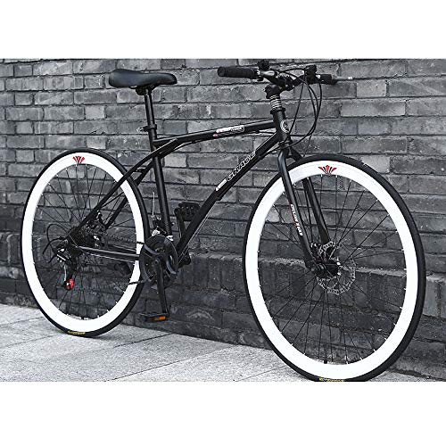 YXWJ 26/24 Pulgadas Bicicletas de montaña de los Hombres de Bicicleta de montaña 24 Marco de Velocidad Doble Freno de Disco Hardtail Bicicleta con Asiento Ajustable Negro Blanco (tamaño : 26 Inches)