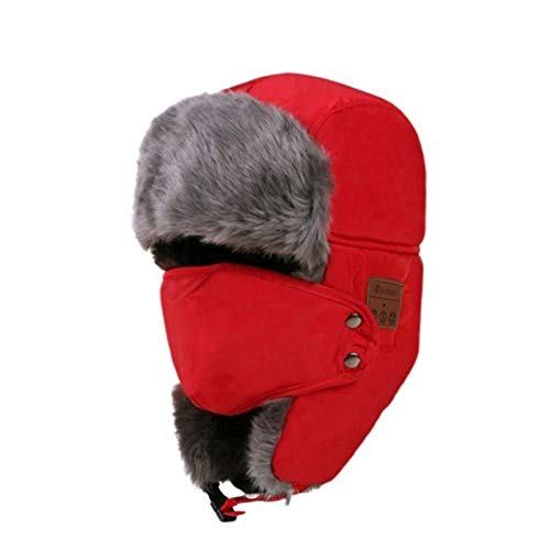 YYDM Bluetooth Beanie Hombres, Sombrero De Beanie Hombre Cálido Llamada Micrófono con Manos Libres Altavoz De Micrófono Y Estéreo De Alta Definición, Sombrero De Esquí Al Aire Libre De Invierno,Rojo