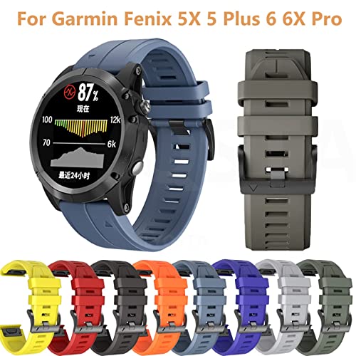 ZAALFC 26 22mm Wheam Wamkband para Garmin Fenix ​​6X 6pro Watch Relojase rápido Easy Fit Banda de muñeca Correa para Fenix ​​5X 5Plus Accesorios (Color : White, Size : 26mm Fenix 6X 6XPro)