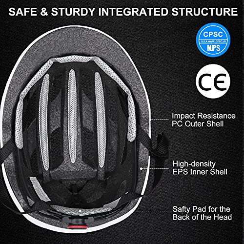 Zacro Casco Bicicleta Montaña MTB - Adulto Cascos Ciclismo con Luz Trasera Recargable y Visera Solar Desmontable, Unisex Casco de Bicicleta Seguridad Superligero Ajustable con Certificado CE, Mate