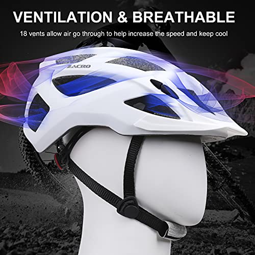 Zacro Casco Bicicleta Montaña MTB - Adulto Cascos Ciclismo con Luz Trasera Recargable y Visera Solar Desmontable, Unisex Casco de Bicicleta Seguridad Superligero Ajustable con Certificado CE, Mate