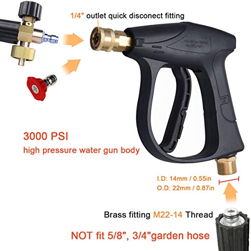 ZAMDOE Kit de Pistola de cañón de Espuma para Nieve, Pistola de Lavado de Coches de Alta presión, 3000 PSI, con 5 Puntas de Boquilla (0 °, 15 °, 25 °, 40 °, 65 °)