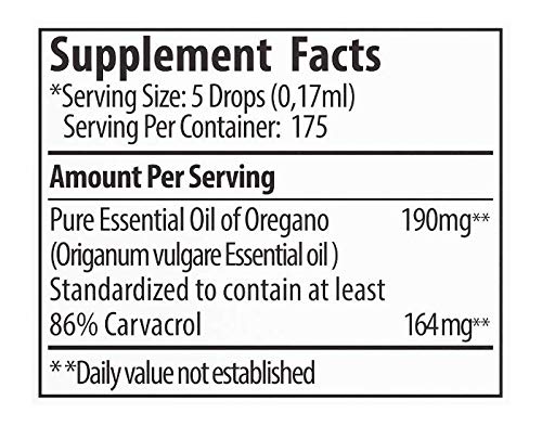 Zane Hellas 100% Aceite de orégano sin diluir.Aceite Esencial de orégano Griego Puro.86% Min Carvacrol.164mg de Carvacrol por porción.Probablemente el Mejor Aceite de orégano del Mundo.30ml