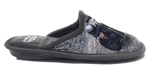 Zapatilla de Estar por casa/Biorelax/Hombre/Mod. Dibujo Moto/Gris/Material Suapel/Suela Goma/con Cámara de Aire/Talla 41