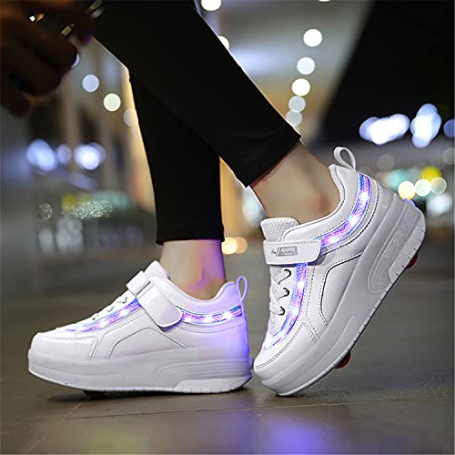 Zapatillas con Ruedas Niña Niño Zapatos con Ruedas y Luces LED Luminosas Flash Rueda Patines Deportivo al Aire Libre Gimnasia Running Niños Zapatos de Skateboard con USB Carga