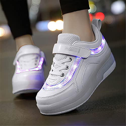 Zapatillas con Ruedas Niña Niño Zapatos con Ruedas y Luces LED Luminosas Flash Rueda Patines Deportivo al Aire Libre Gimnasia Running Niños Zapatos de Skateboard con USB Carga