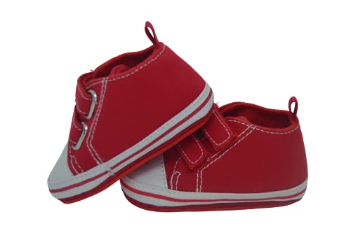 Zapatillas de bebe personalizadas con nombre - Zapatos bebé de lona estilo casual - Regalo bebe personalizado - Zapatos de 0 a 6 Meses (01. ROJO CON NOMBRE, 18)