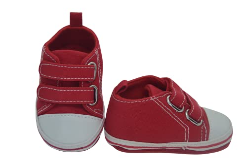 Zapatillas de bebe personalizadas con nombre - Zapatos bebé de lona estilo casual - Regalo bebe personalizado - Zapatos de 0 a 6 Meses (01. ROJO CON NOMBRE, 18)