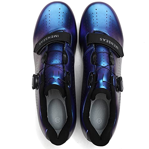 Zapatillas de Ciclismo - Carretera Montaña MTB Bicicleta para Hombre Mujer Calzado de Bicicleta de Carretera Compatible con SPD/SPD-SL de Interior Zapatillas de Ciclismo de Interior E Blue 43 EU