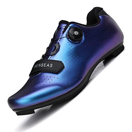 Zapatillas de Ciclismo - Carretera Montaña MTB Bicicleta para Hombre Mujer Calzado de Bicicleta de Carretera Compatible con SPD/SPD-SL de Interior Zapatillas de Ciclismo de Interior E Blue 43 EU