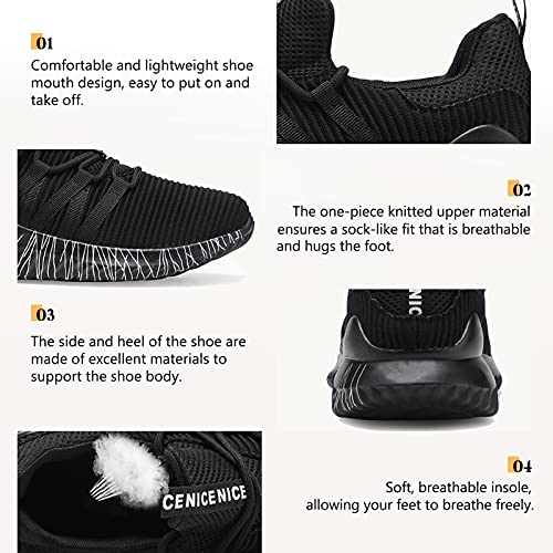 Zapatillas de Deporte Hombre Mujer Respirable para Correr Deportes Zapatos Running Calzado Deportivo de Exterior Gimnasio Sneakers Negro 38 EU