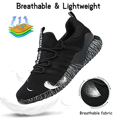 Zapatillas de Deporte Hombre Mujer Respirable para Correr Deportes Zapatos Running Calzado Deportivo de Exterior Gimnasio Sneakers Negro 38 EU