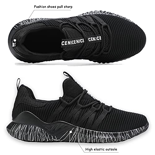 Zapatillas de Deporte Hombre Mujer Respirable para Correr Deportes Zapatos Running Calzado Deportivo de Exterior Gimnasio Sneakers Negro 38 EU