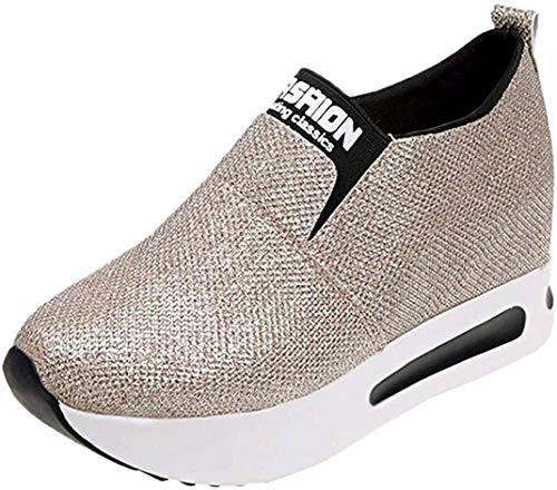 Zapatillas de Deporte para Mujer Otoño 2018 Zapatos de Plataforma de Dama PAOLIAN Casual Lentejuelas Lona Cómodo Calzado de Señora de Moda Breathable Zapatillas de Vestir