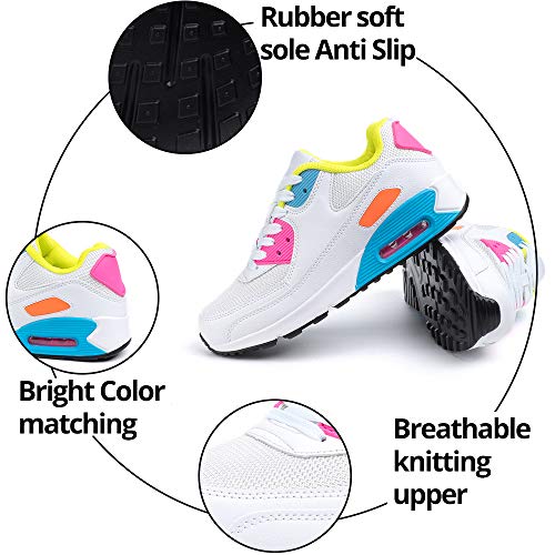 Zapatillas de Deportivas Mujer Zapatos Correr Hombre Running Casual Sneakers Cordones Colchón de Aire Ligero Respirable Calzado BlancoRosa 36