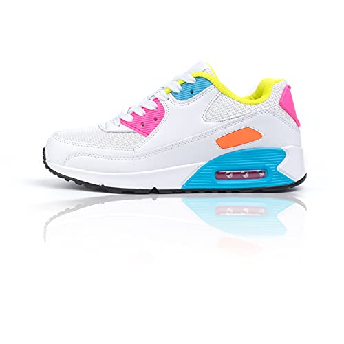 Zapatillas de Deportivas Mujer Zapatos para Correr Hombre Calzado Deportivo Sneakers Caminar Tenis Zapatillas de Running Fitness Malla Blanco/Rosa EU39