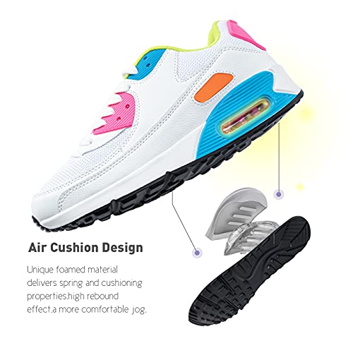 Zapatillas de Deportivas Mujer Zapatos para Correr Hombre Calzado Deportivo Sneakers Caminar Tenis Zapatillas de Running Fitness Malla Blanco/Rosa EU39