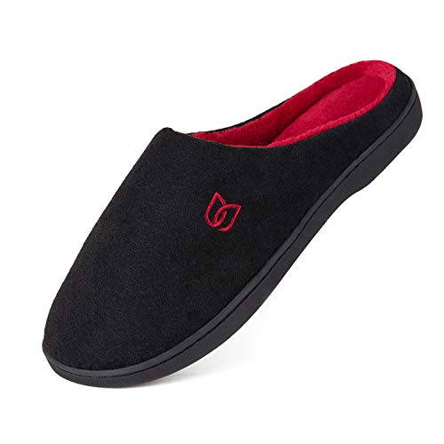 Zapatillas de Estar por casa Mujer Hombre Invierno Interior Pantuflas de casa Negro Rojo 42 43)