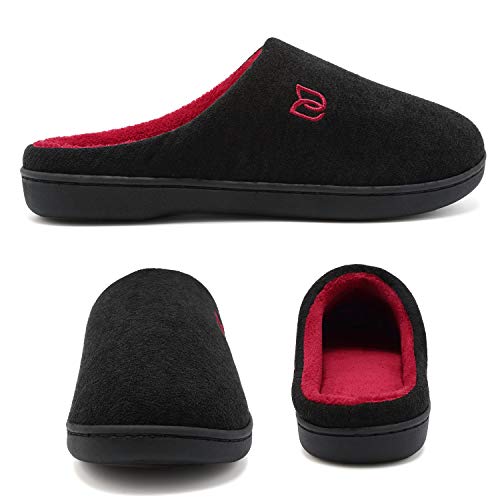 Zapatillas de Estar por casa Mujer Hombre Invierno Interior Pantuflas de casa Negro Rojo 42 43)