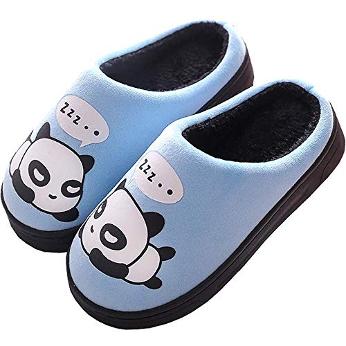 Zapatillas de Estar por Casa para Niñas Niños Otoño Invierno Zapatillas Mujer Hombres Interior Caliente Suave Dibujos Animados Panda Zapatos 