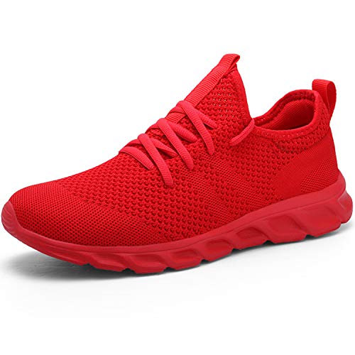 Zapatillas de Running para Hombre Casual Tenis Asfalto Zapatos Deporte Fitness Gym Correr Gimnasio Deportives Transpirables Seguridad Atlético Trekking Bambas Plataform Sneakers Rojo 41 EU