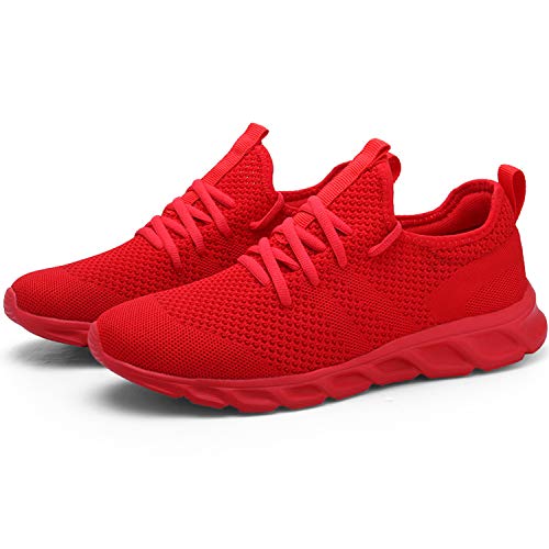 Zapatillas de Running para Hombre Casual Tenis Asfalto Zapatos Deporte Fitness Gym Correr Gimnasio Deportives Transpirables Seguridad Atlético Trekking Bambas Plataform Sneakers Rojo 41 EU