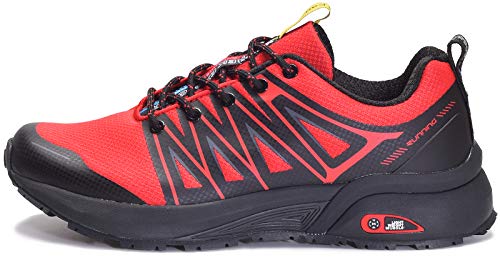 Zapatillas de Trail Running para Hombre Mujer Zapatillas Deporte Zapatos para Correr Gimnasio Sneakers Deportivas - Rojo D - 43 EU