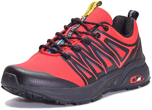 Zapatillas de Trail Running para Hombre Mujer Zapatillas Deporte Zapatos para Correr Gimnasio Sneakers Deportivas - Rojo D - 43 EU