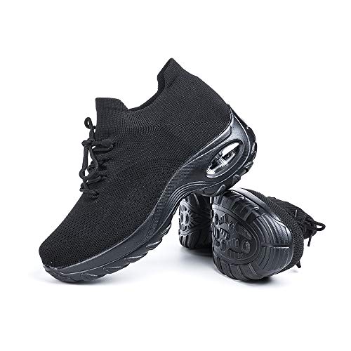 Zapatillas Deportivas de Mujer Zapatos Running Fitness Gym Outdoor Sneaker Casual Mesh Transpirable Comodas Calzado Negro Talla 38