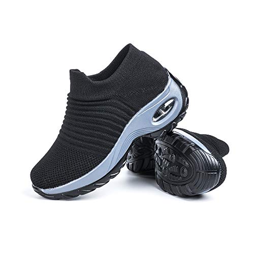 Zapatillas Deportivas de Mujer Zapatos Running Fitness Gym Outdoor Sneaker Casual Mesh Transpirable Comodas Calzado Negro Talla 39