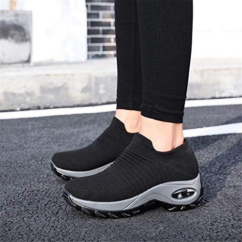 Zapatillas Deportivas de Mujer Zapatos Running Fitness Gym Outdoor Sneaker Casual Mesh Transpirable Comodas Calzado Negro Talla 39