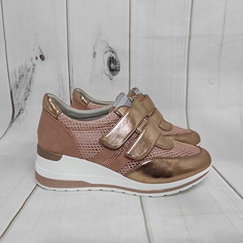 Zapatillas Deportivas Mujer con Estilo | Bambas Comodonas Cuña | Tenis Plataforma Casual | Plata | Champagne | Dorado | Negro | Rojo |Rosa | Azul |Blanco | Nude (Champagne, 38)